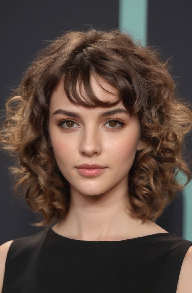 1. The Classic Curly Shag with Curtain Bangs