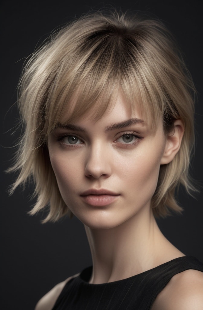 10. Wispy Layered Shag with Baby Bangs