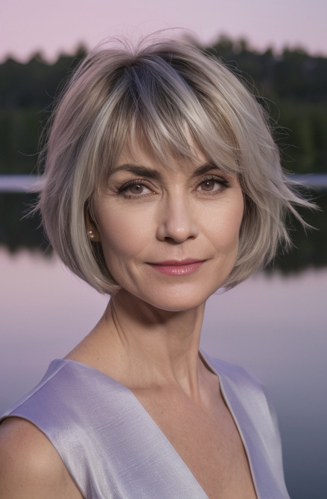 20. Razor-Cut Shag with Pearl Blonde Tones