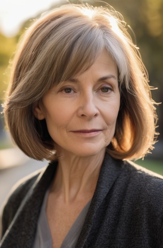 25. Textured Lob with Side-Swept Bangs
