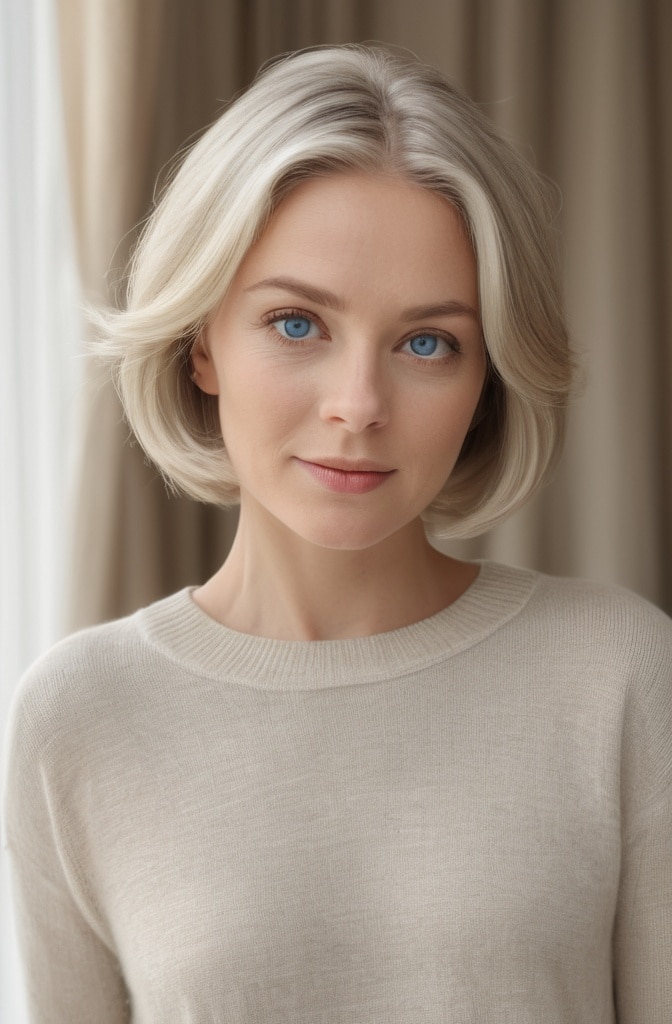 26. Oval-Shaped Shag with Beige Blonde