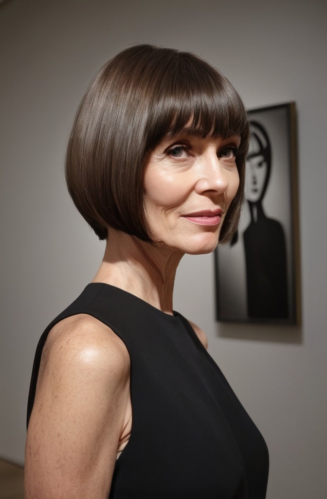 34. Diagonal Bob with Elongated Fringe
