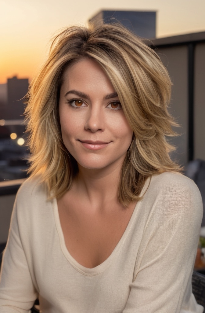 6. Shoulder-Length Shag with Chunky Highlights
