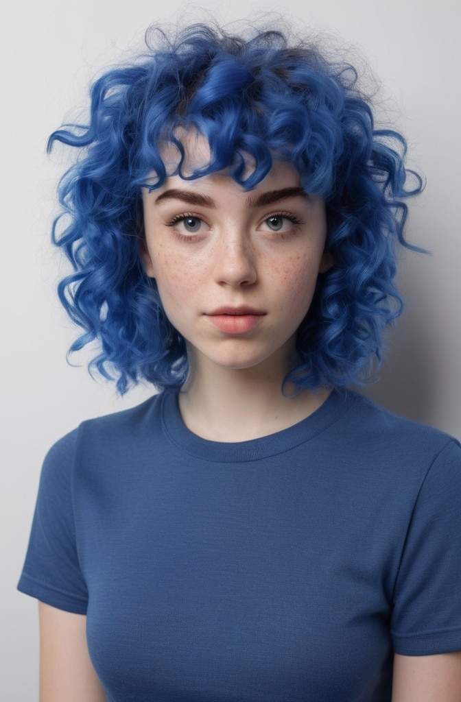 6. The Curly Shag with Baby Bangs