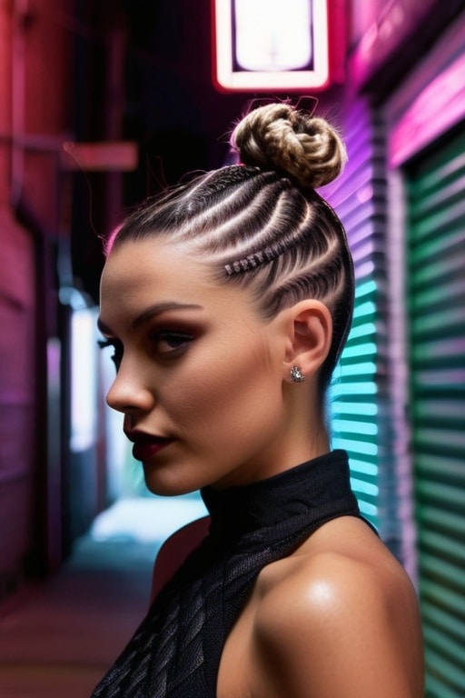 10. Braided Top Knot with Undercut Detail
