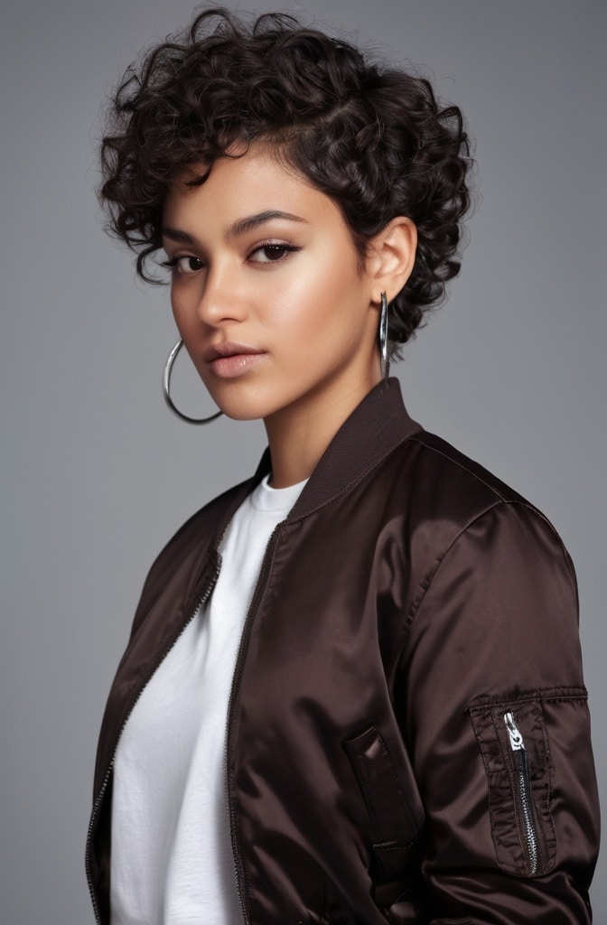 10. Curly Pixie with Fade