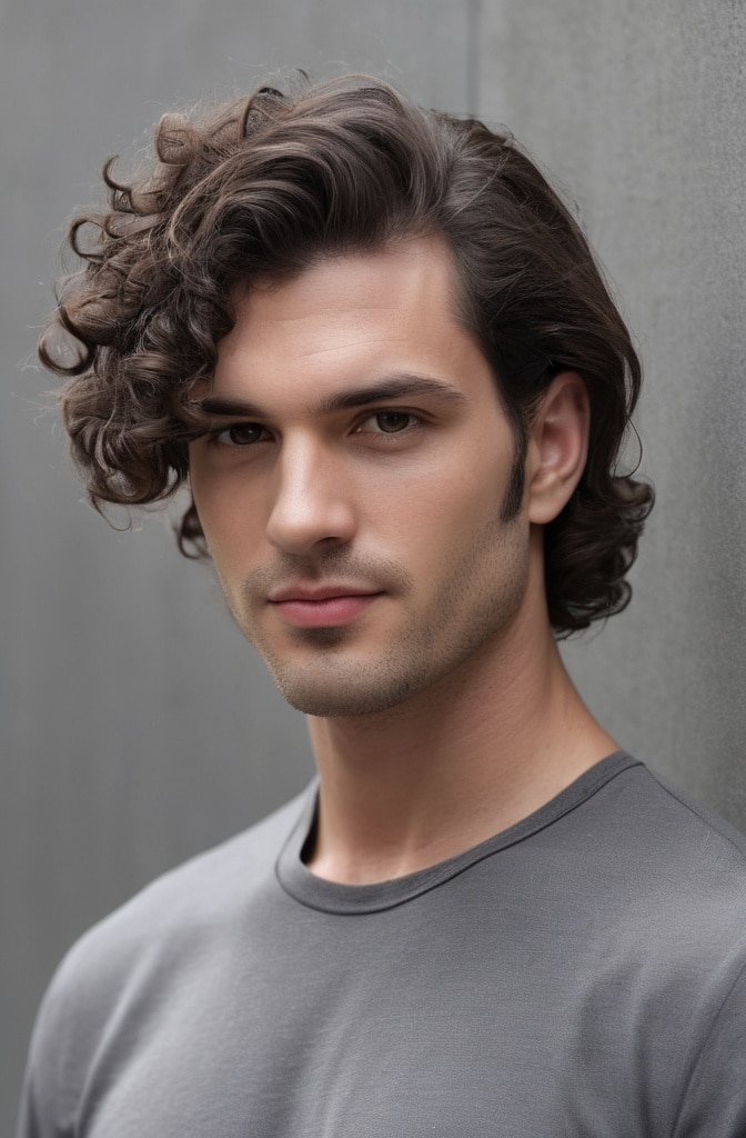 11. Long Curls with Hard Part