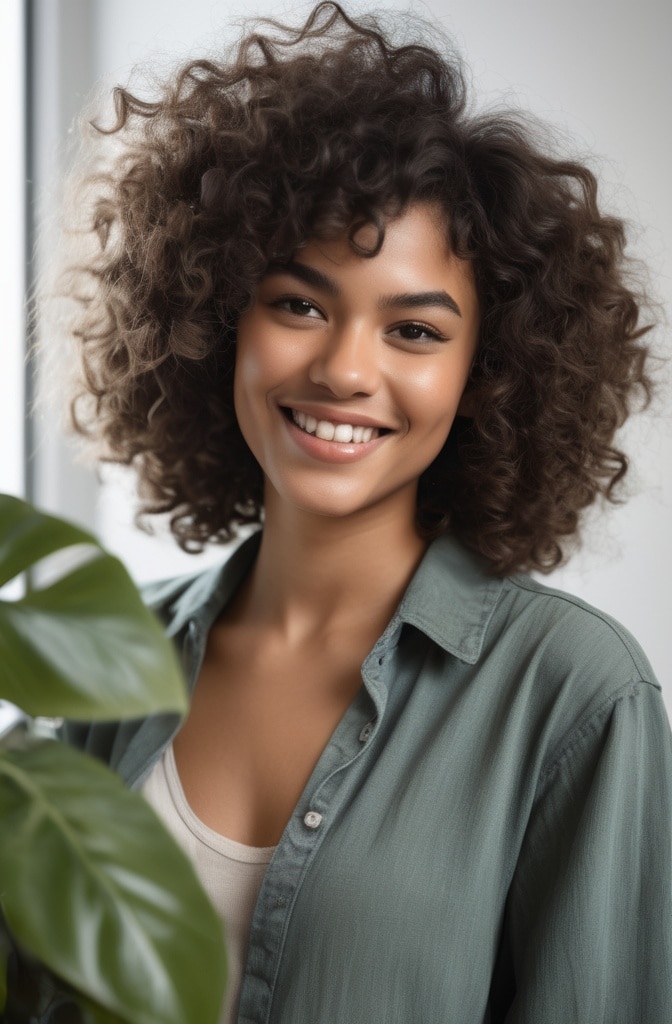 14. Curly Wolf Cut with Bangs