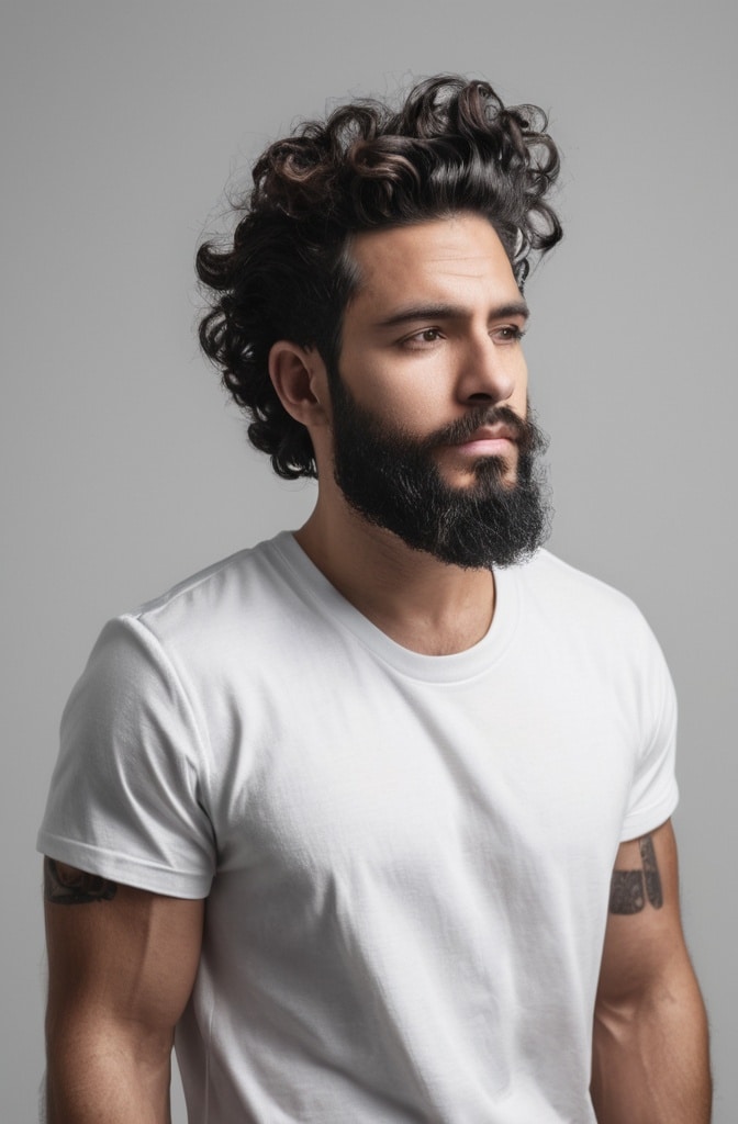 14. Long Curls with Fade