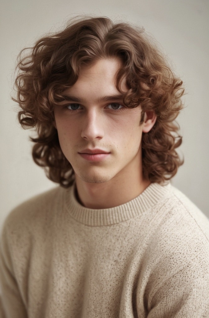 15. Shoulder-Length Curls with Bangs