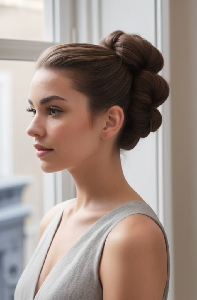 16. Classic Chignon with Modern Texture