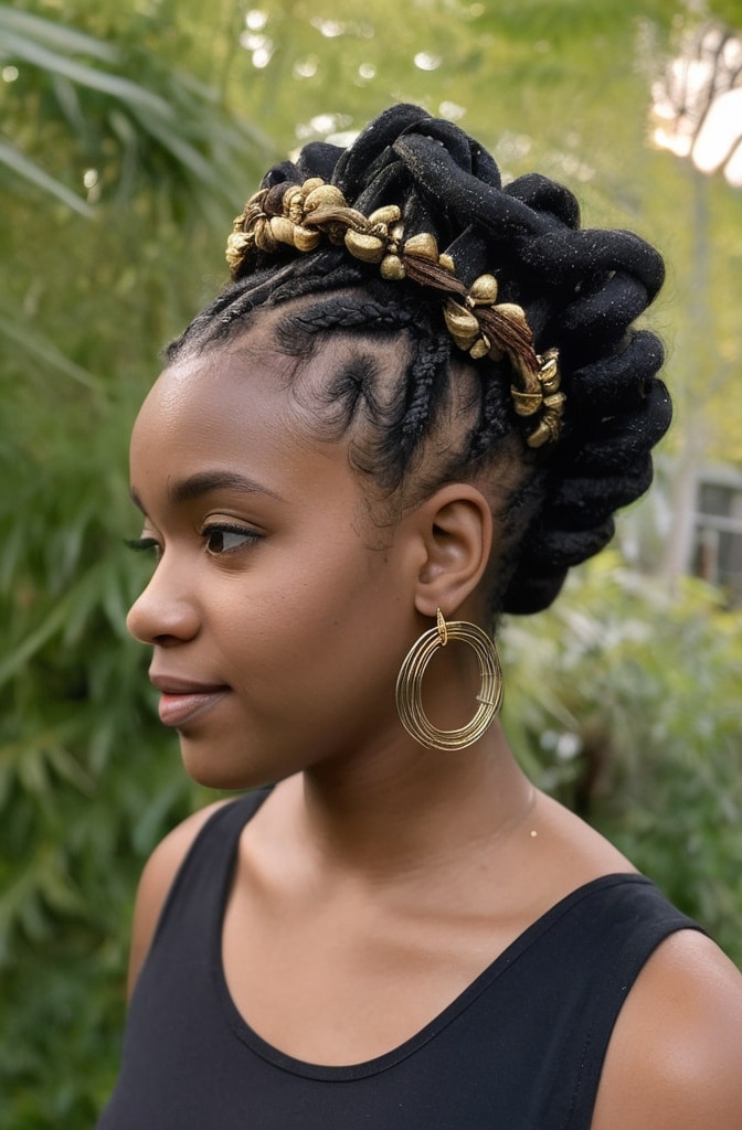 16. Crown Braid with Loose Locs