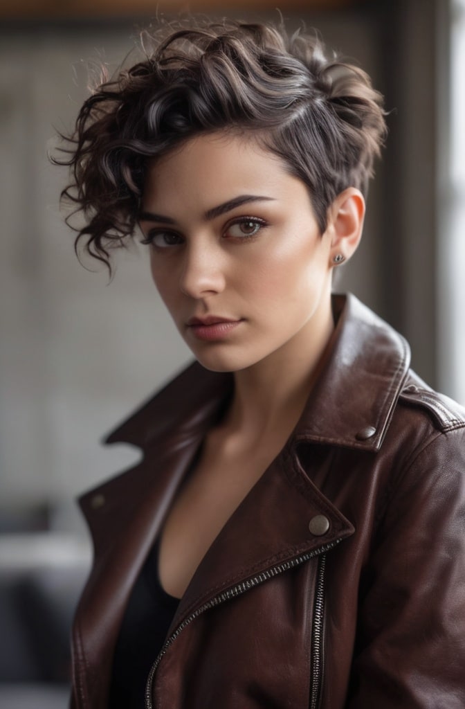 17. Curly Pixie with Temple Undercut