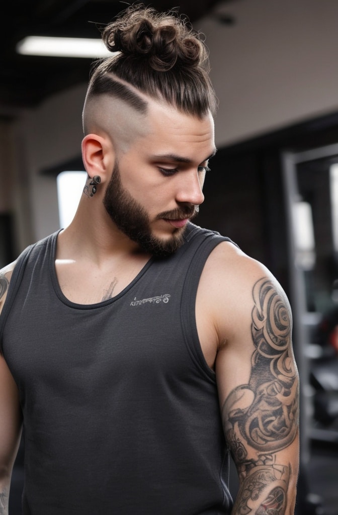 19. Curly Top Knot with Undercut