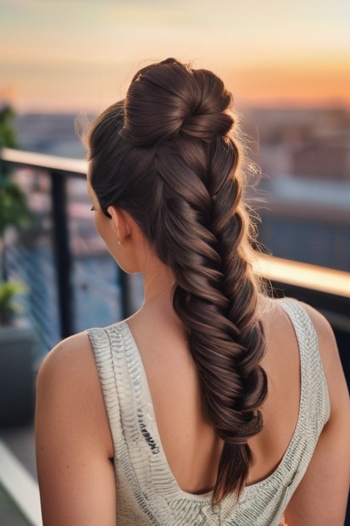 2. Fishtail Braid Bun