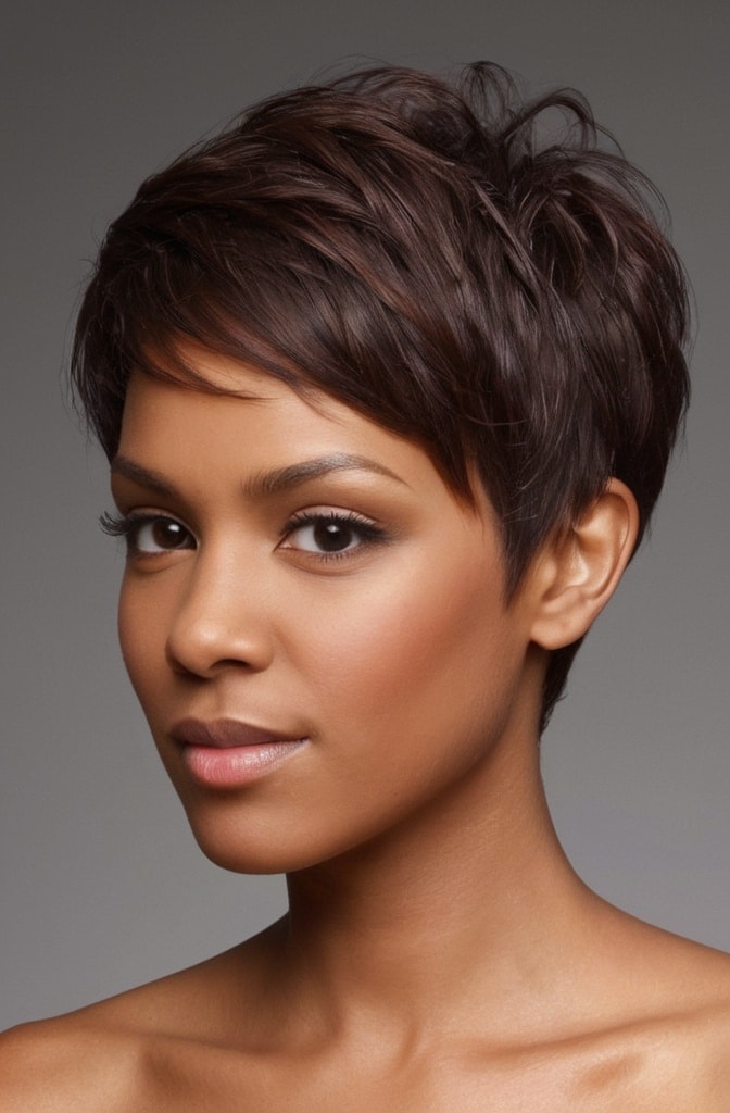 26. Triangular Curly Pixie