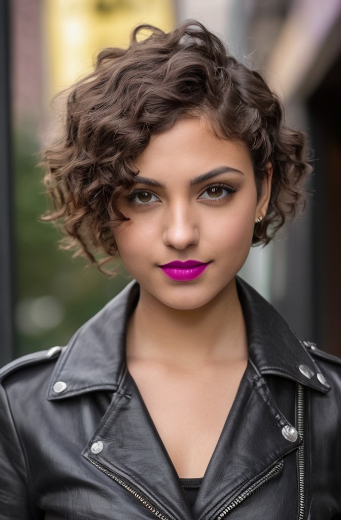 3. Asymmetrical Curly Pixie