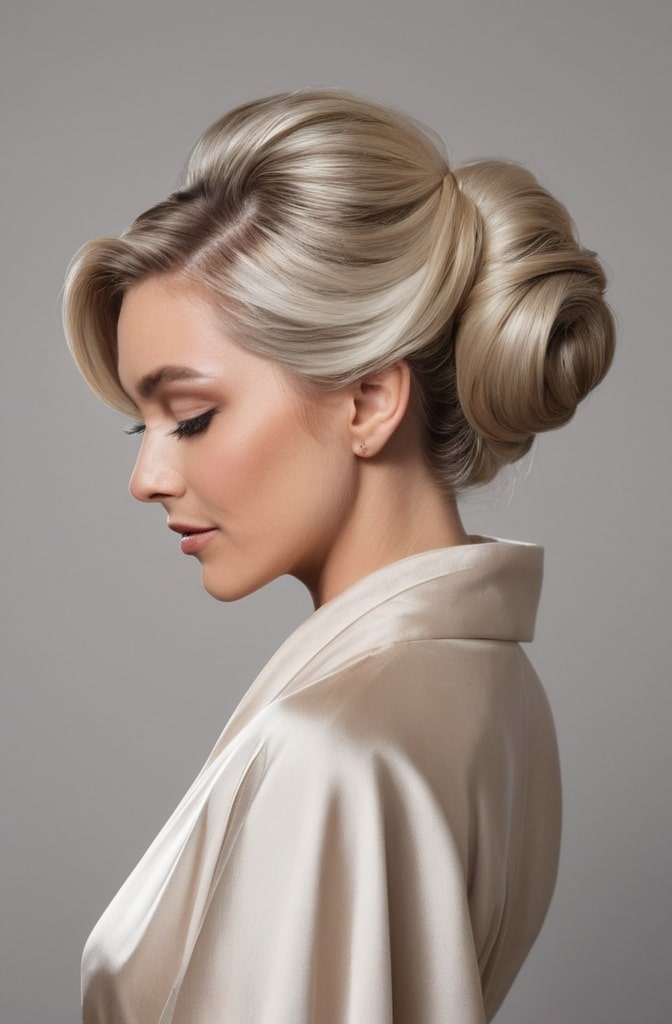 3. Twisted Chignon with Volume at Crown