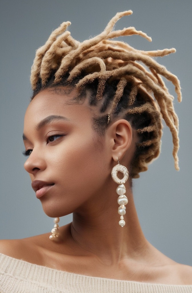 30. Loc Tendrils with Swept-Up Style