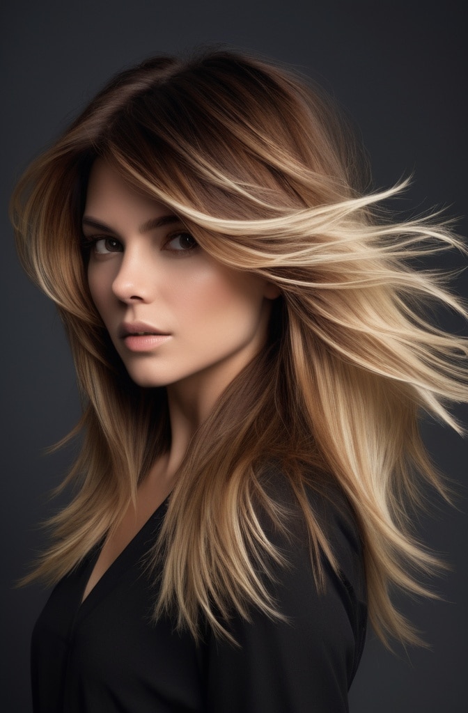 30. Ombré Wolf Cut with Razor Finish