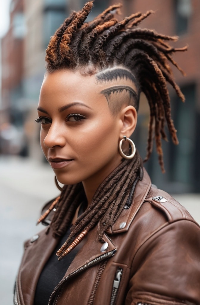 32. Loc Faux Hawk with Beaded Sides