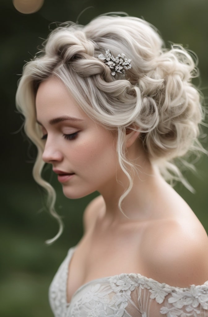 4. Messy Updo with Hairpiece Integration