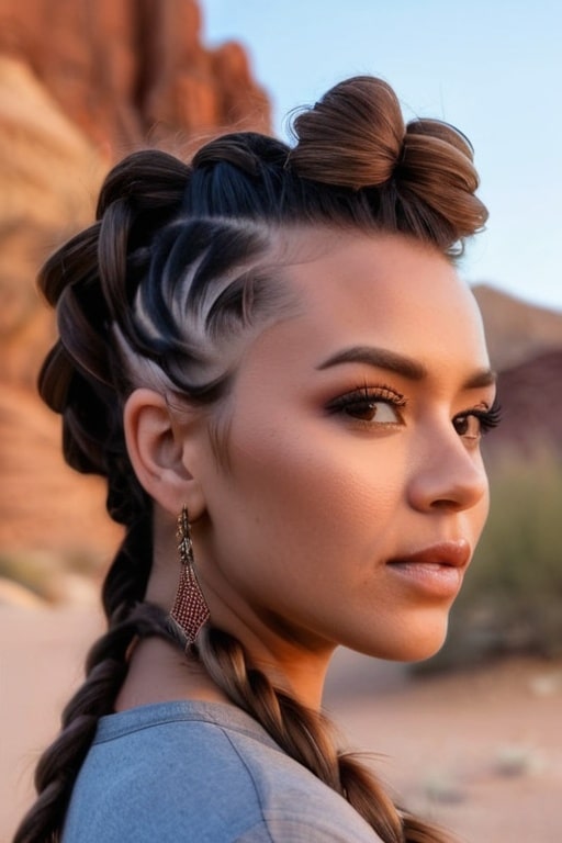 40. Braided Mohawk with Cascading Sides