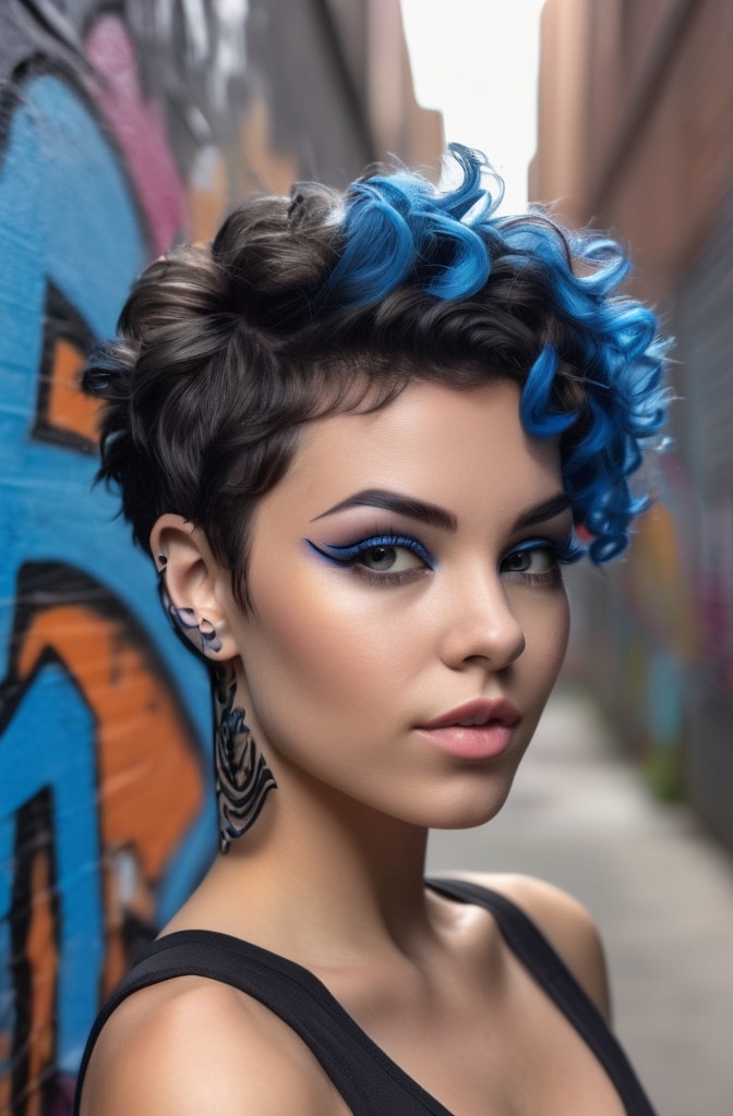 46. Zigzag Part Curly Pixie
