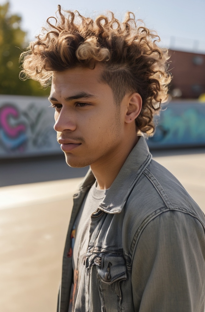 5. Long Curly Faux Hawk