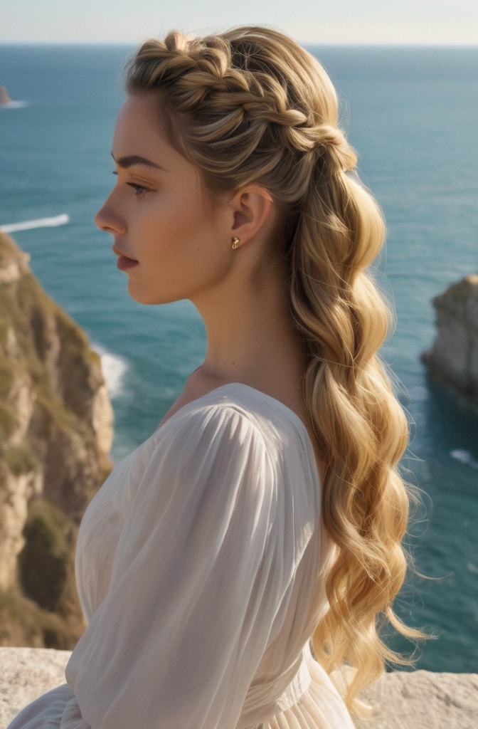 50. Braided Crown with Suspended Twists