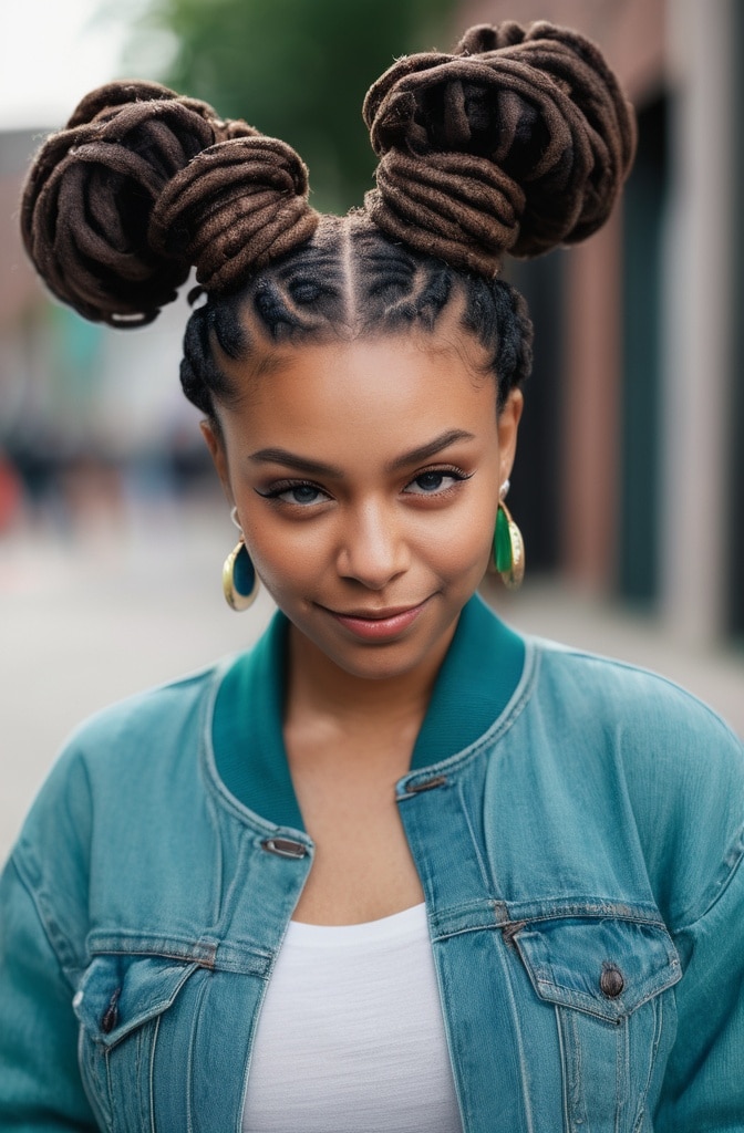 50. Double Twisted Loc Buns
