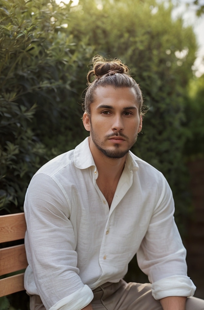 6. Man Bun with Curly Hair