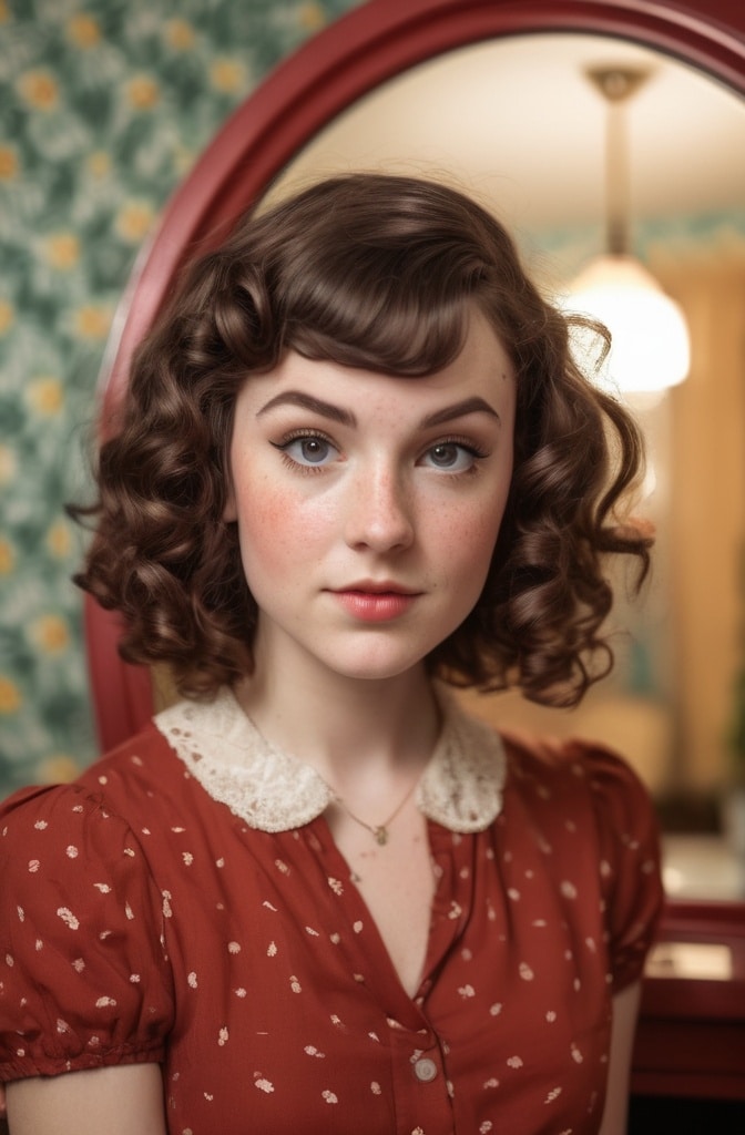 7. Curly Pixie with Bangs