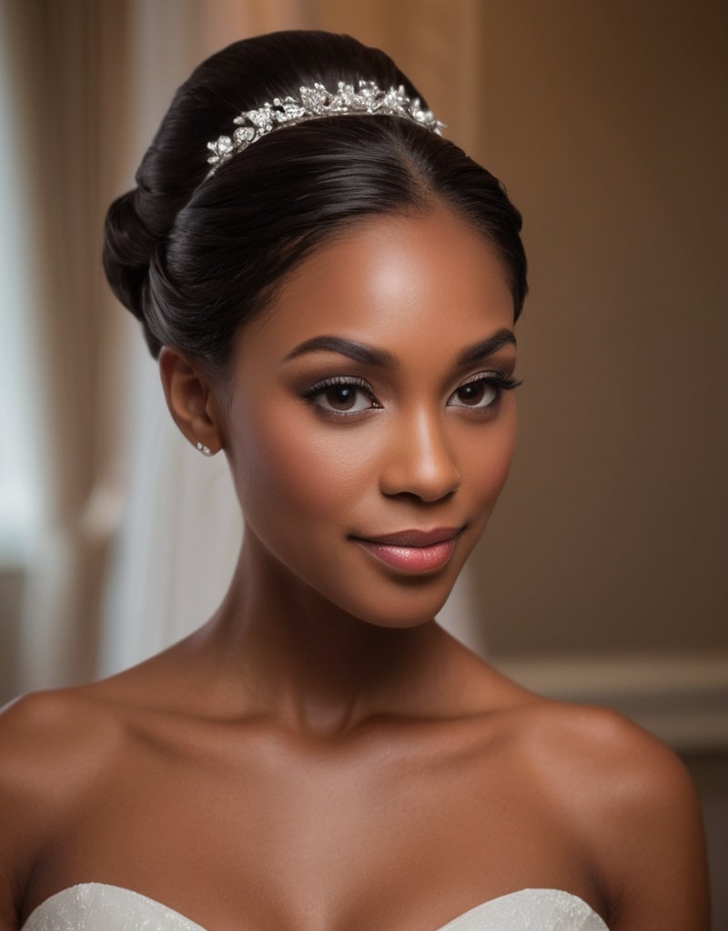 1. Classic Low Chignon with Laid Edges