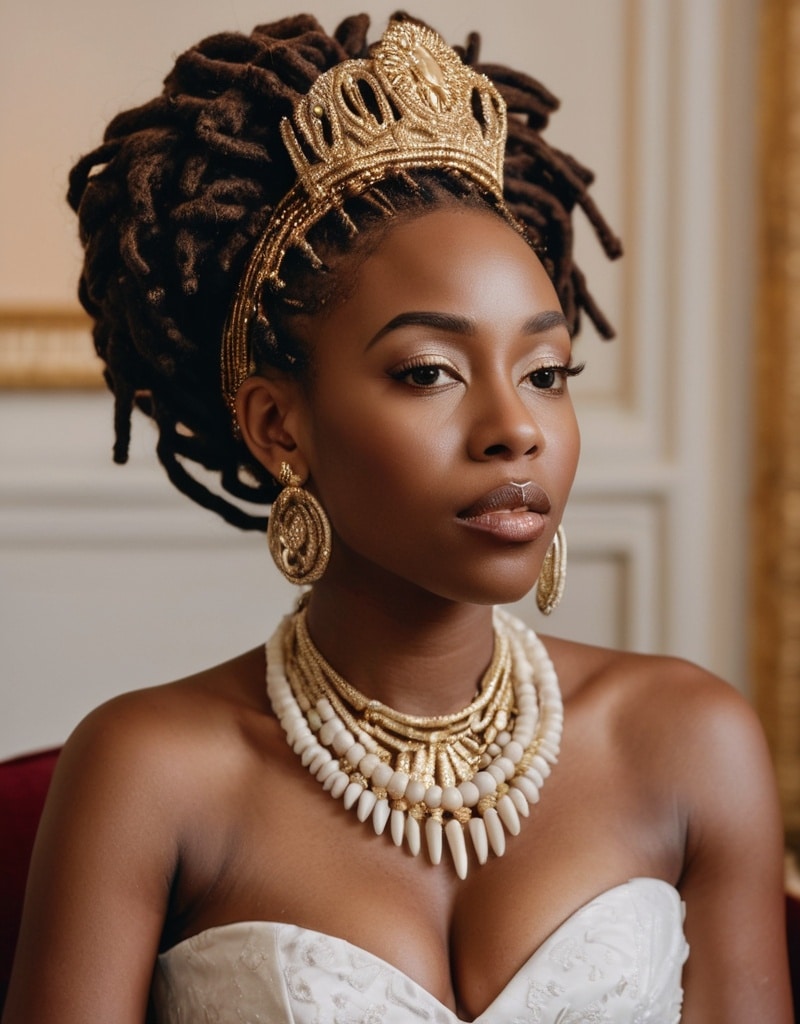 11. Faux Loc Updo with Beads