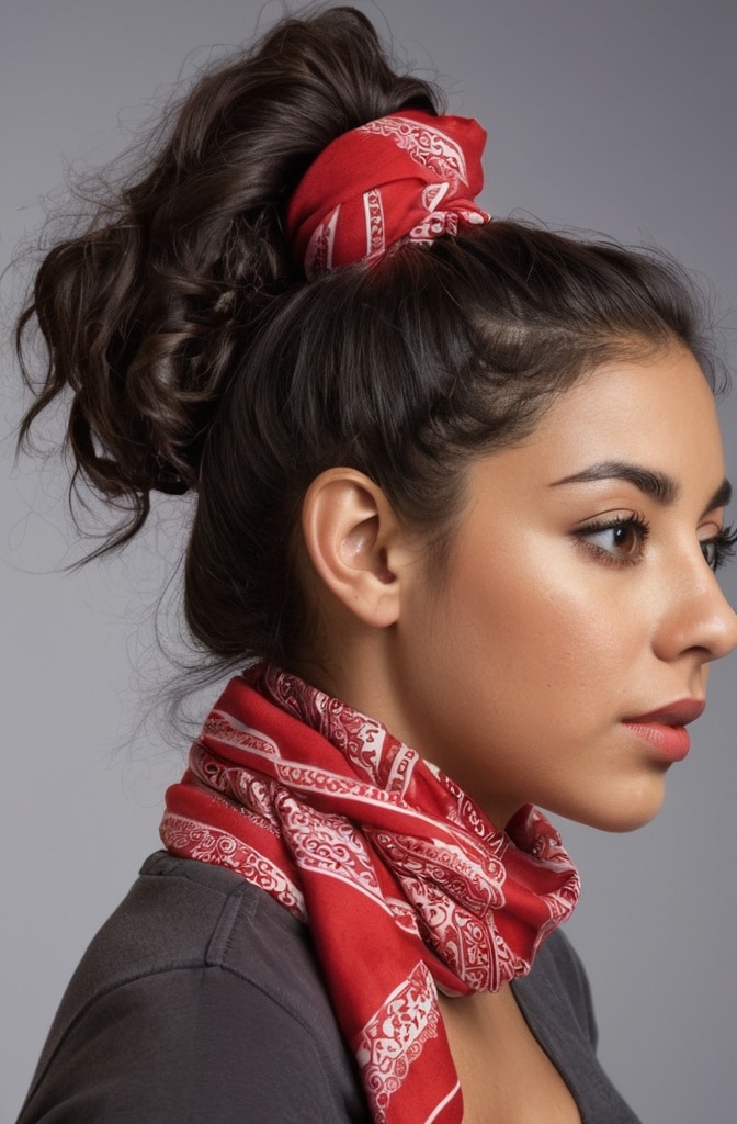 10. Messy Pony with Bandana
