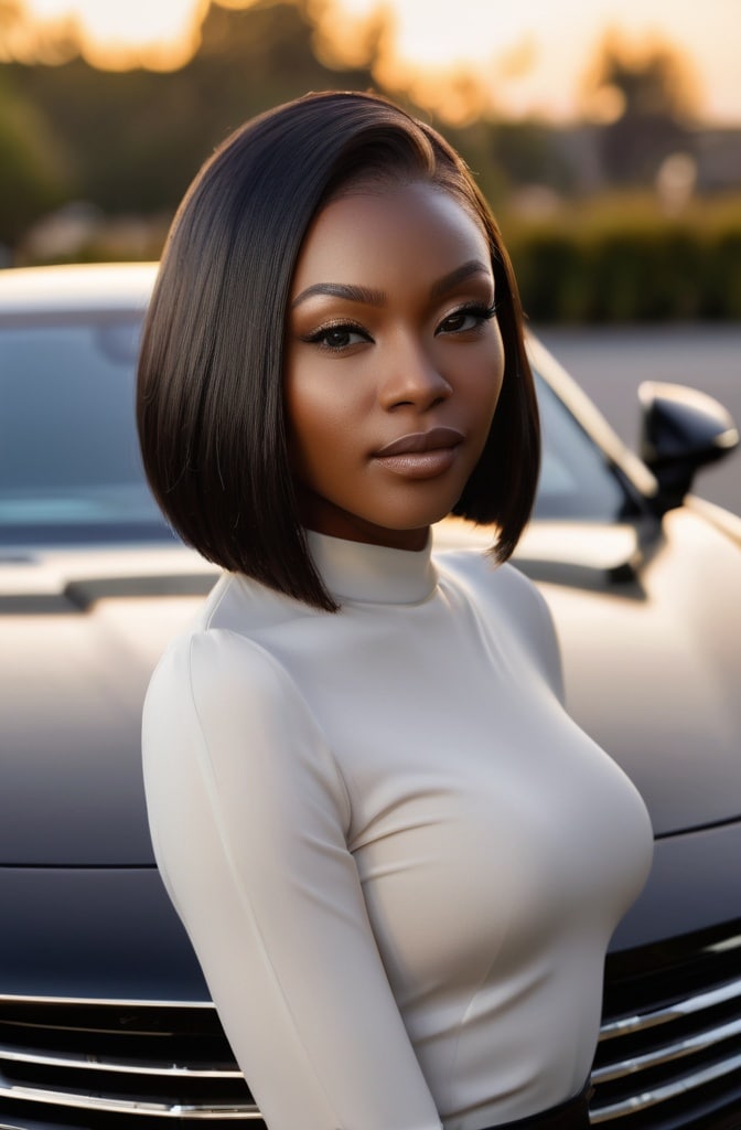 11. Sleek Bob with Deep Side Part