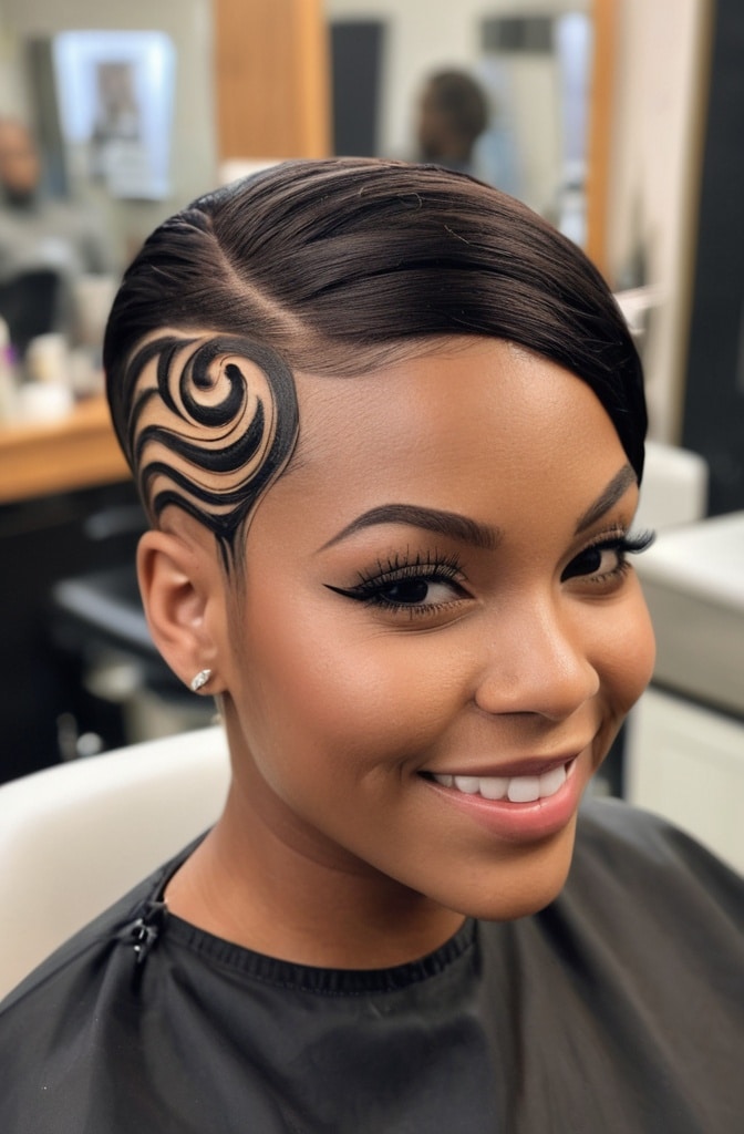 16. Bob with Shaved Designs