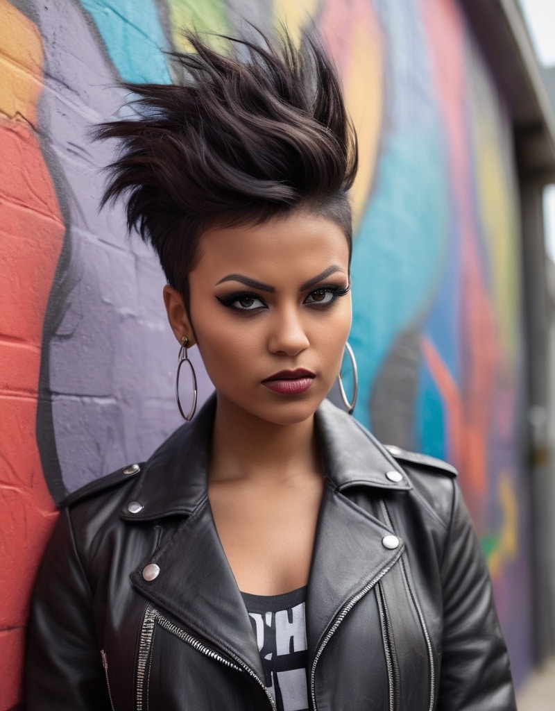 16. Faux Hawk Updo with Bangs