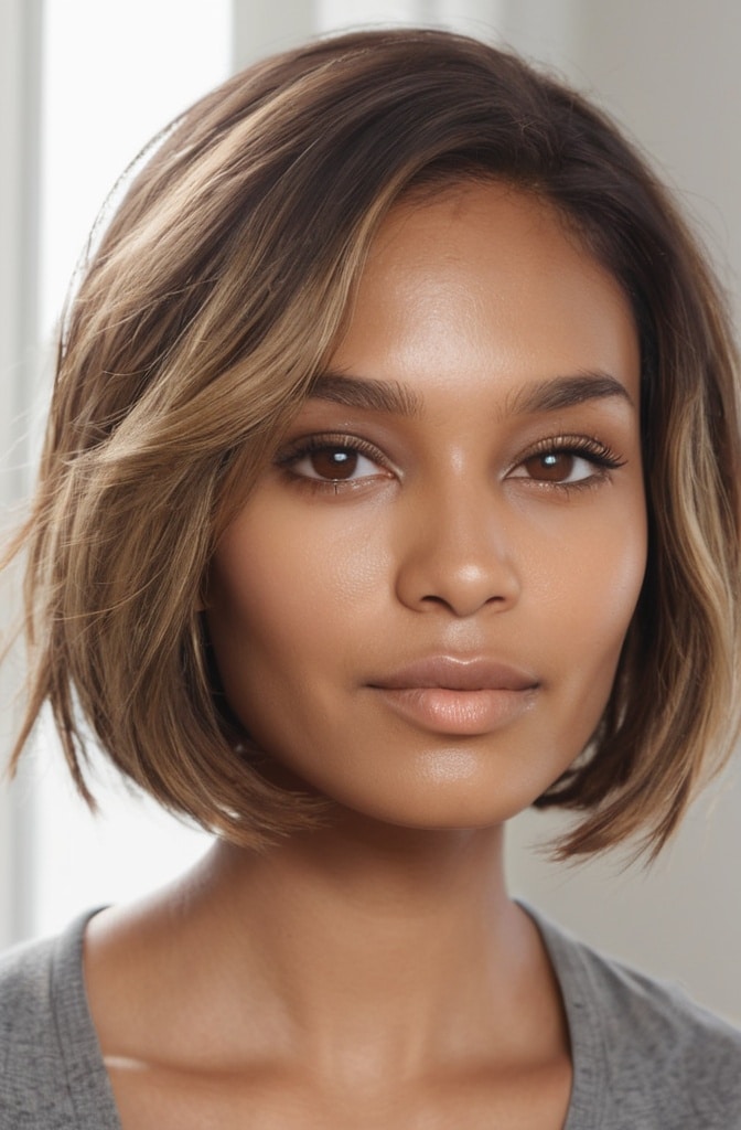 17. Layered Bob with Face-Framing Highlights