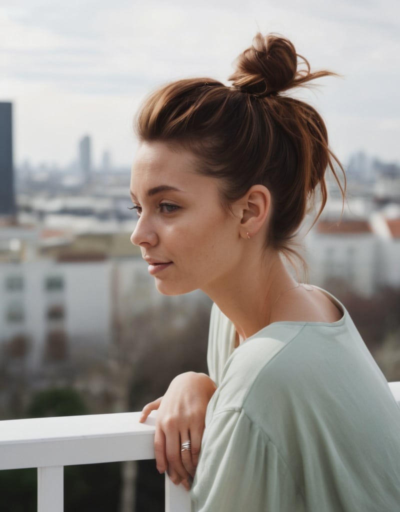 2. Sleek High Bun with Blunt Bangs