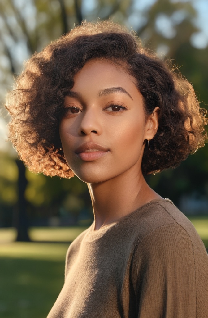 21. Voluminous Curly Bob with Defined Coils