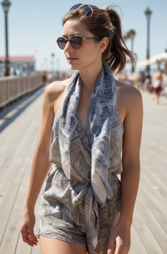23. Messy Pony with Hair Scarf