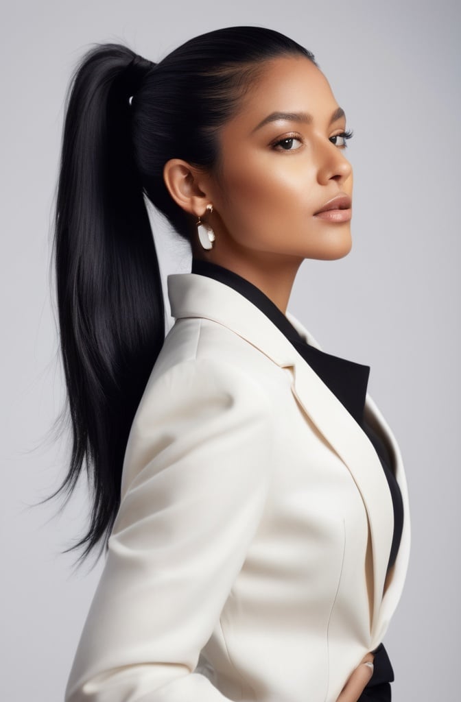 24. Sleek Front, Messy Back Ponytail