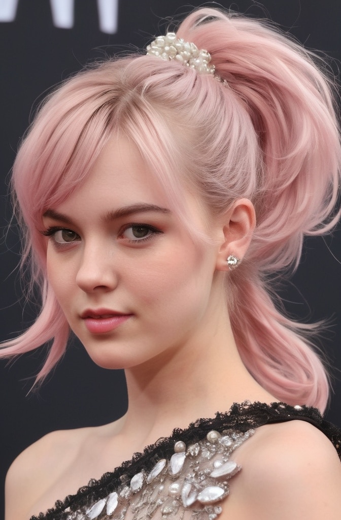 25. Messy Side Pony with Barrettes