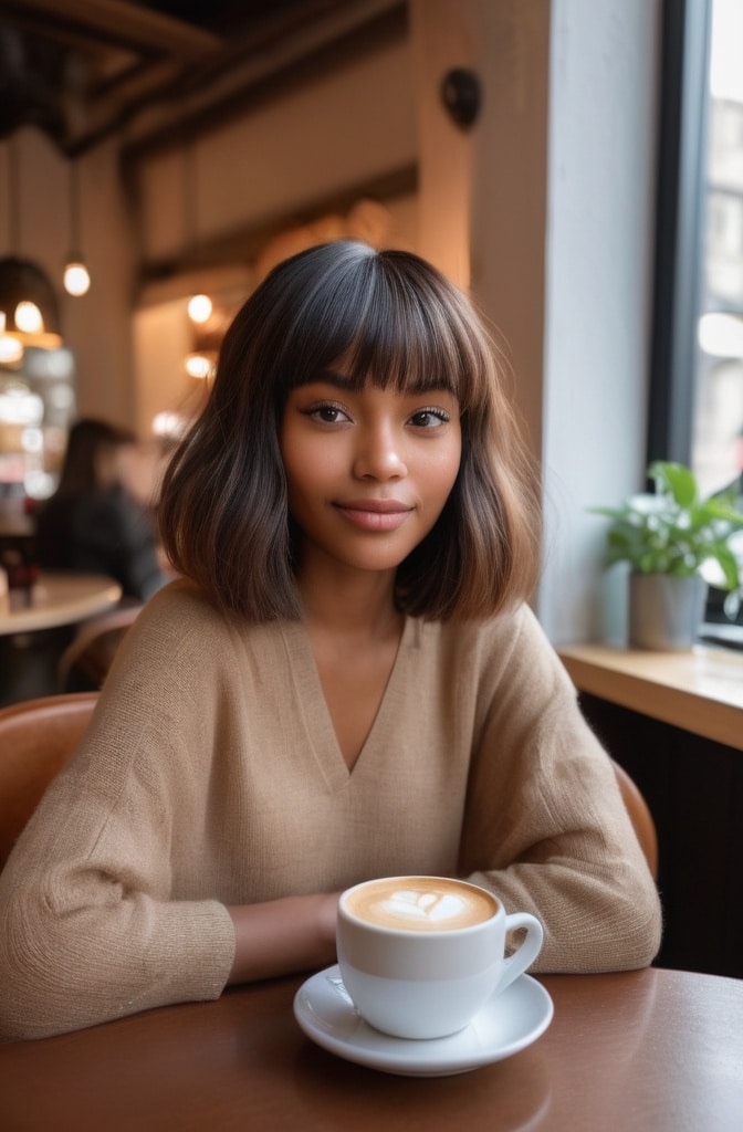 3. Layered Bob with Bangs