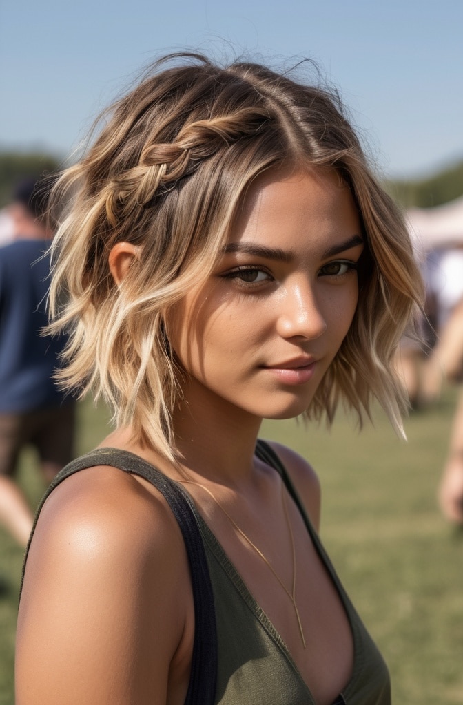30. The Braided-Detail Messy Bob