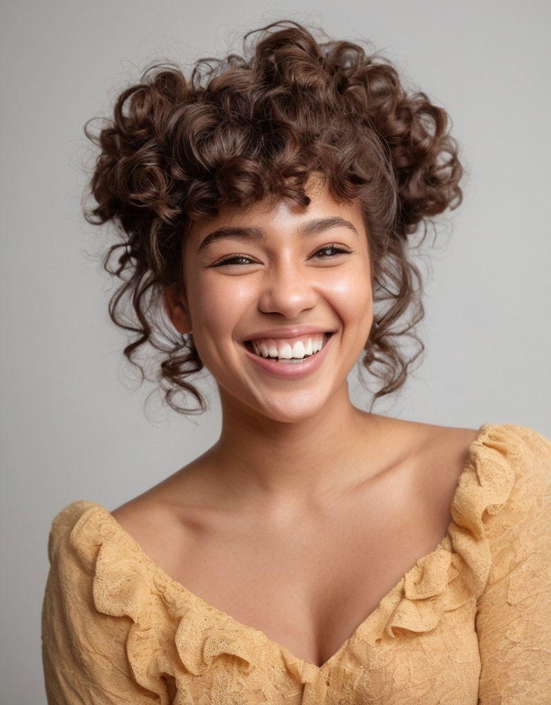 5. Twisted Bun with Side-Swept Bangs