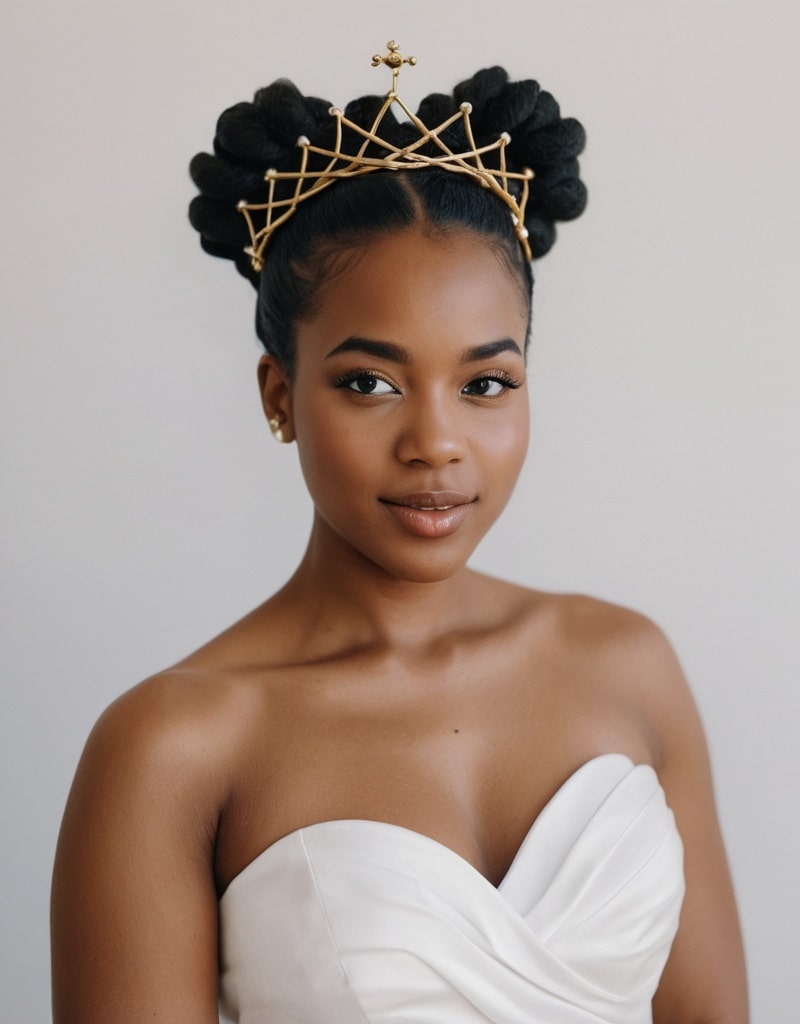 7. Bantu Knots Updo with Embellishments