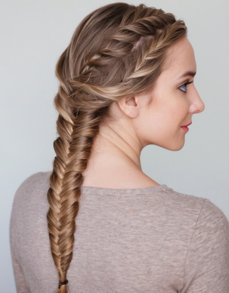 9. Side Fishtail Braid Updo
